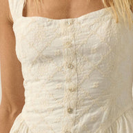 Rita Romper: Floral-Embroidered Corset Romper