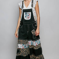 Mixed Media Printed Fabric Overalls