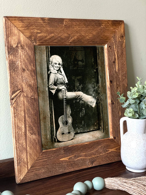 Antiqued Dolly Parton Guitar Picture