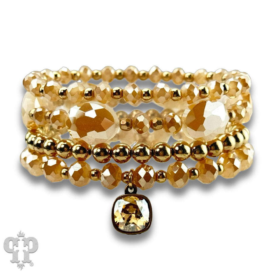 Swarovski® drop four-strand faceted bead bracelet
