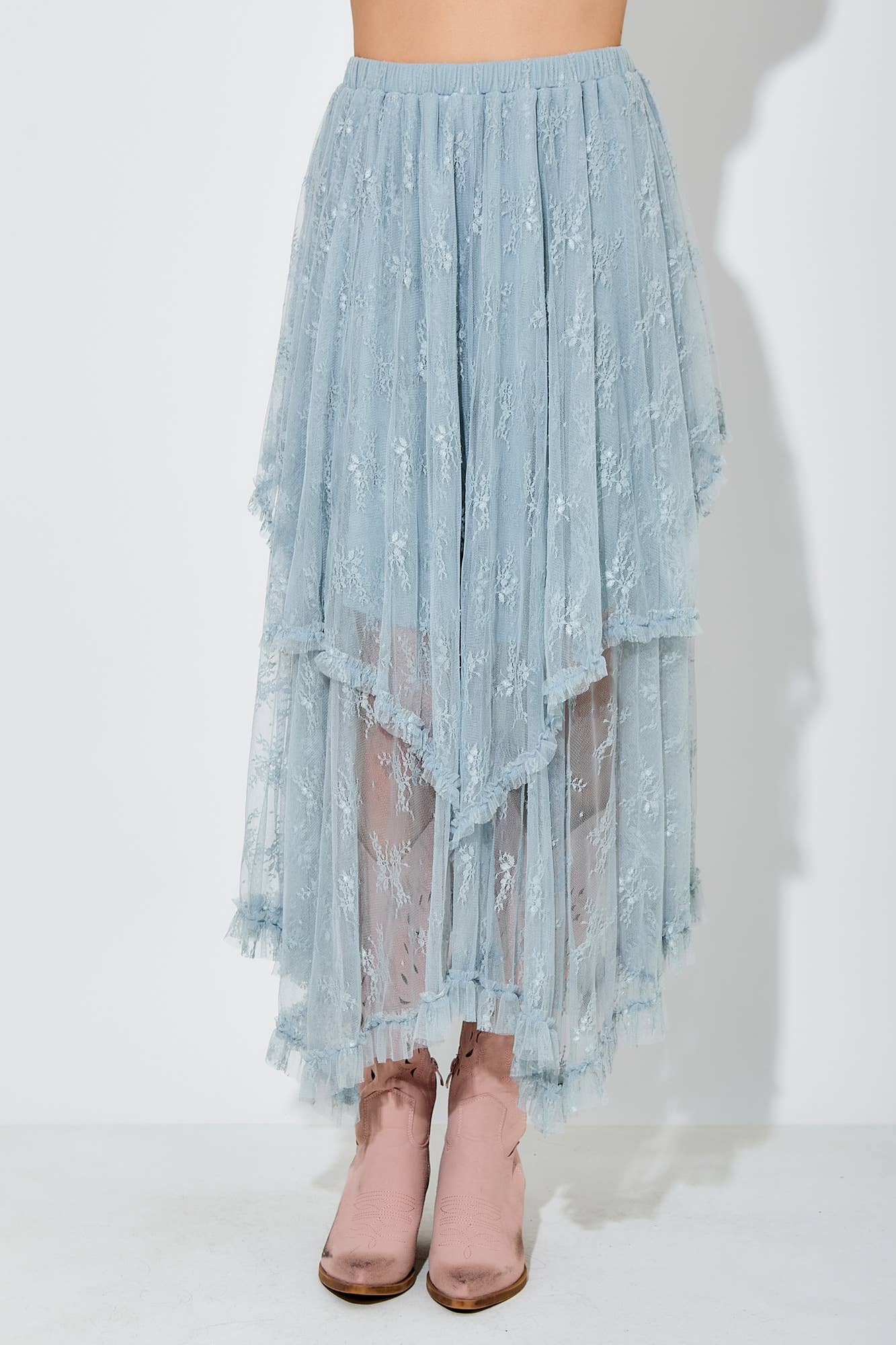 Dusty Blue Lace Skirt