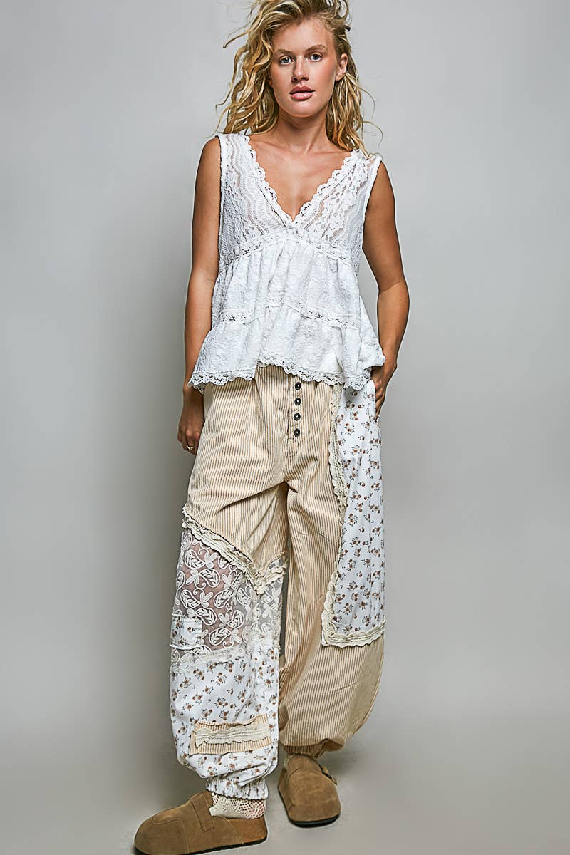 Deep V-Neck Lace Top