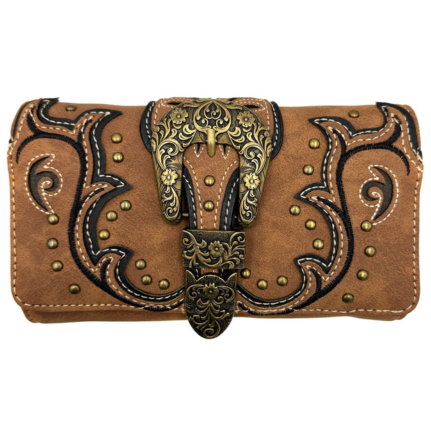 Bronze Buckle Western Women's Wallet Clutch