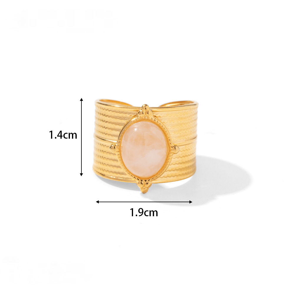 18K Gold Plated Stainless Steel Natural Stone Rings - FGS/CS