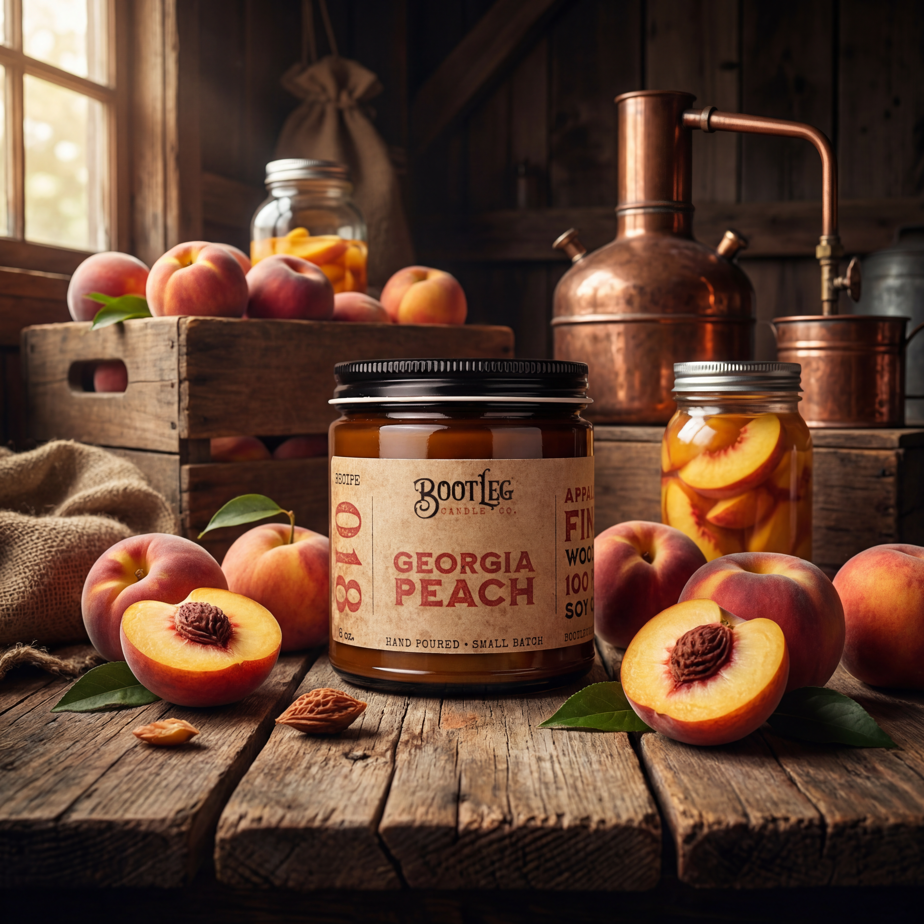 Georgia Peach - 8oz Soy Wax, Wood Wick Candle