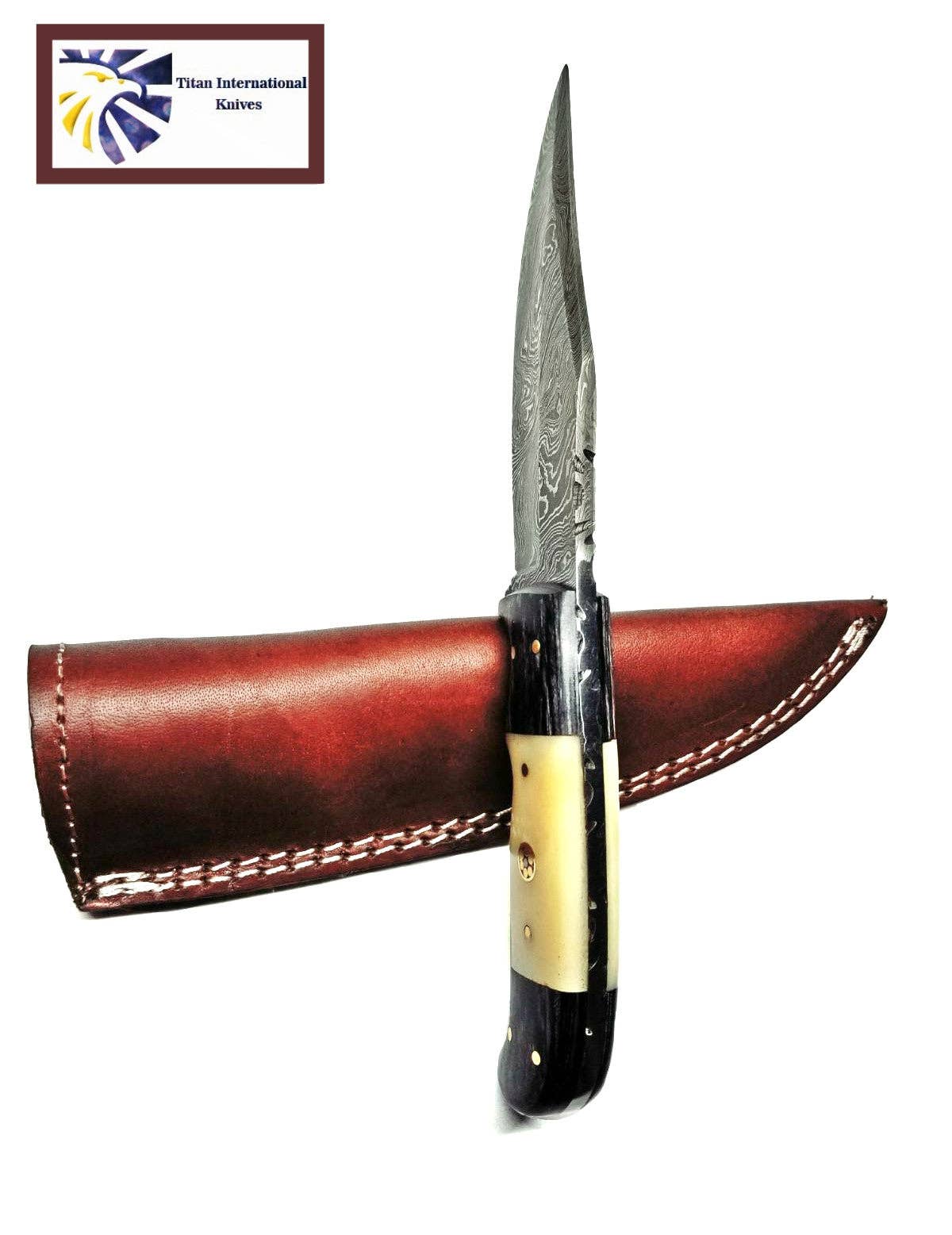 Damascus Steel Hunting Knife By Titan