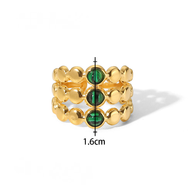 18K Gold-plated Stainless Steel Inlaid Stone Rings