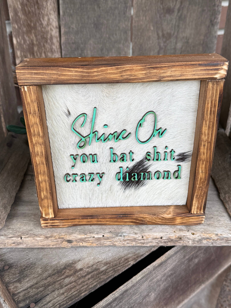 Shine On Framed Cowhide Sign