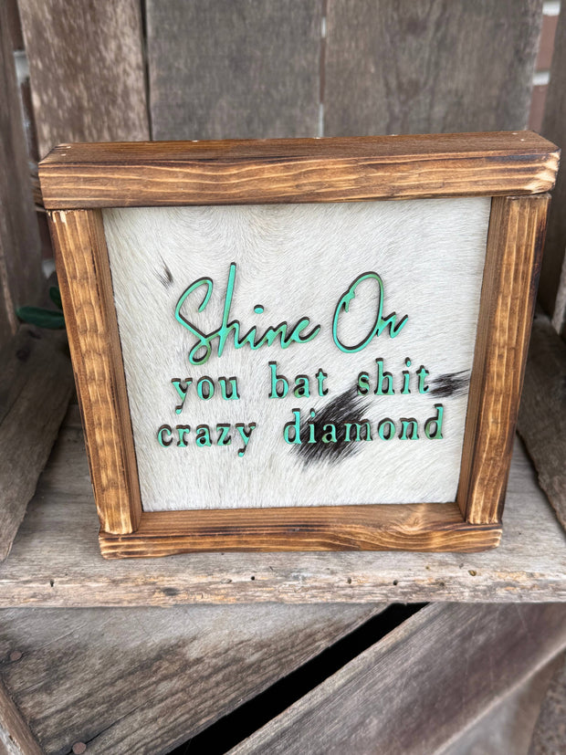 Shine On Framed Cowhide Sign