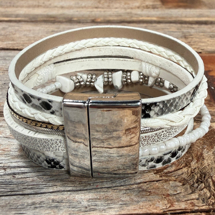 White Boho Wrap Bracelet