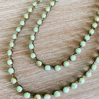 Long Golden Mint Crystal Necklace To Wear Long or Wrapped