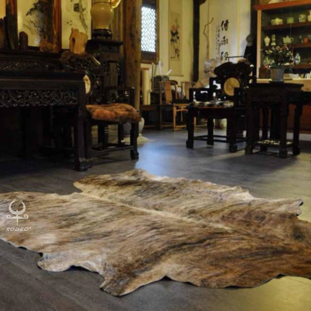 Exotic Brindle Cowhide Rug: 7x7