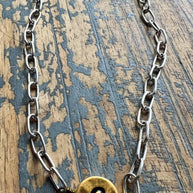 Circle Initial Pendant Necklace TWO TONE