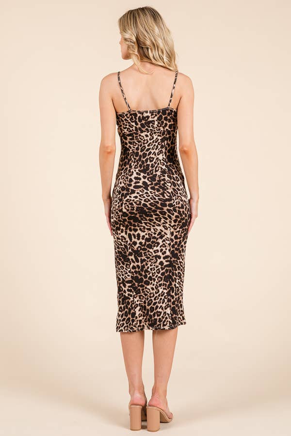 Body Hugging Midi Leopard Dress