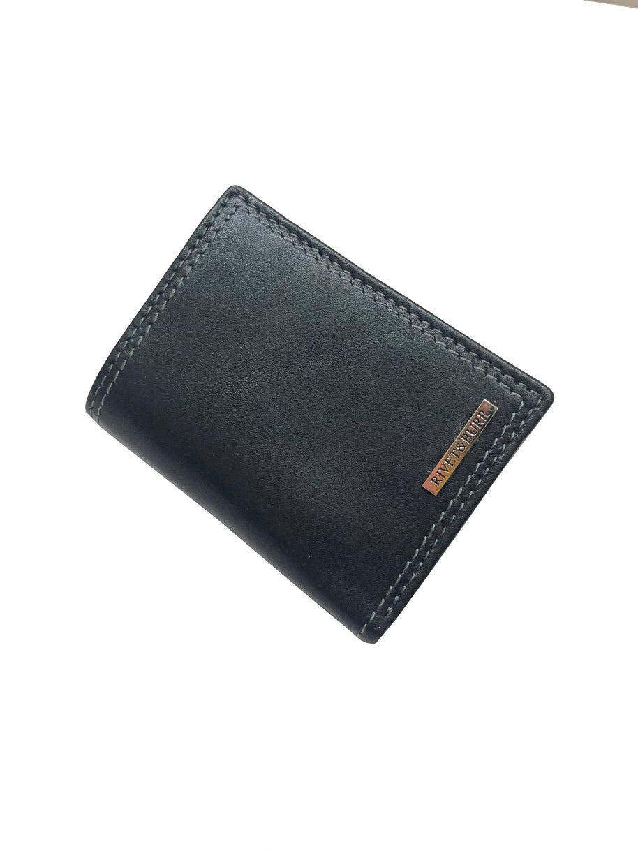 Double Stitch Leather Trifold Wallet