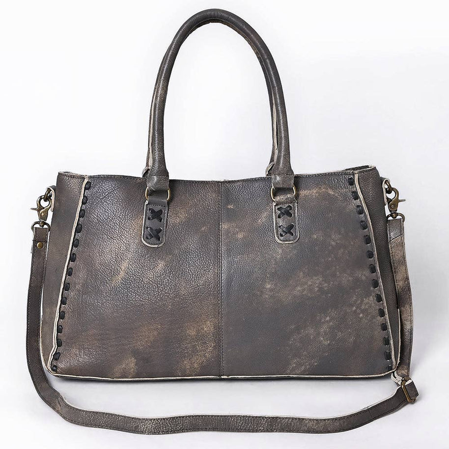 Genuine Leather Tote with Fringe