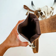 Western Tooled Leather Cowhide Mobile Pouch