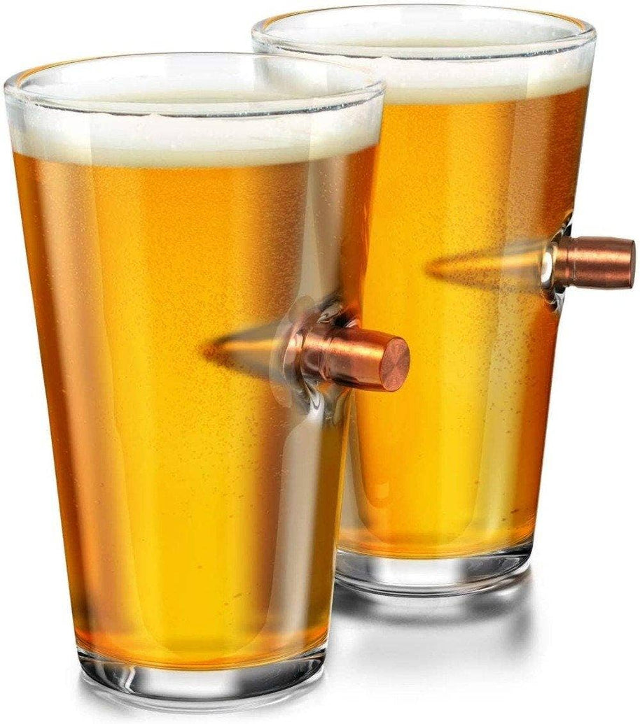 50 Caliber Real Bullet Pint Glass