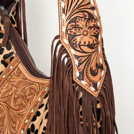 Leopard and Embossed Leather Hobo Purse