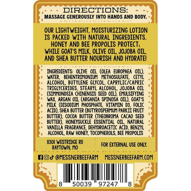 Honeysuckle Vanilla - Milk and Honey Lotion - 2oz Travel