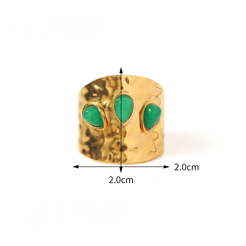 18K Gold-plated Stainless Steel Inlaid Stone Rings