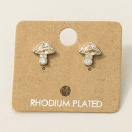 Mini Rhinestone Mushroom Stud Earrings