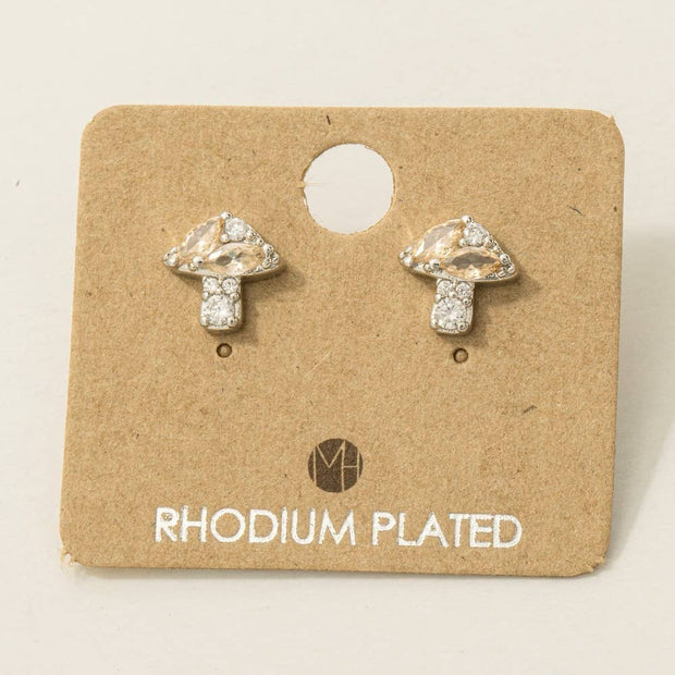 Mini Rhinestone Mushroom Stud Earrings