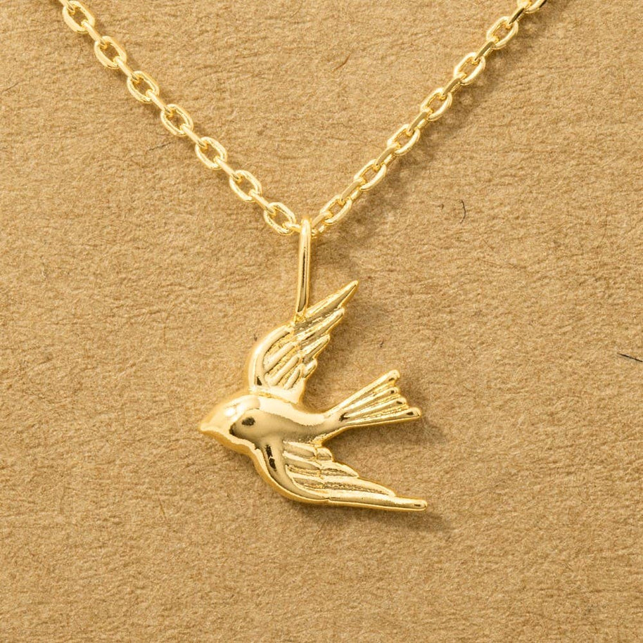 Gold Dipped Flying Bird Necklace