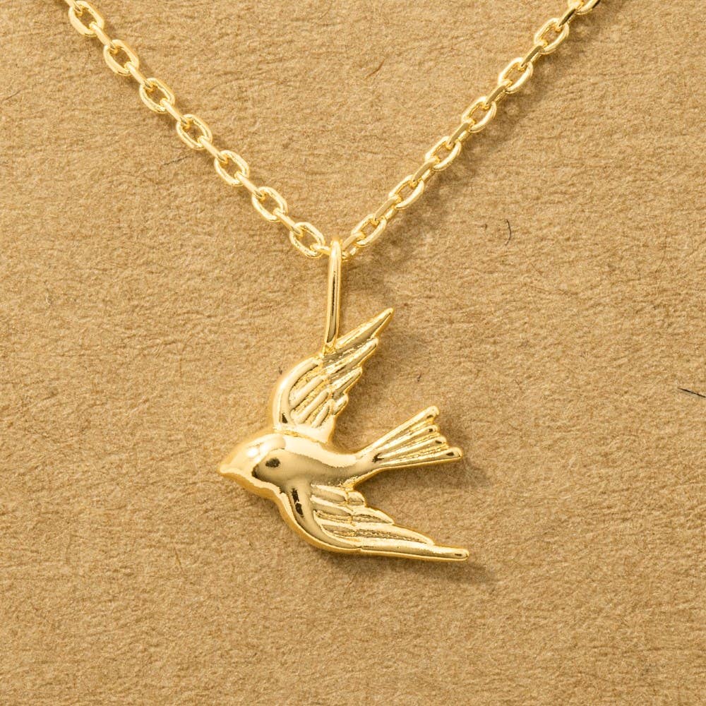Gold Dipped Flying Bird Necklace