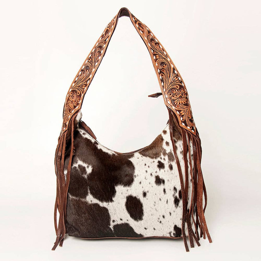 American Darling Hobo Bag Hair-On Hide with Tooled Leather Strap
