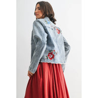 Rose Embroidered Denim Jacket