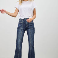 High-Rise Boot Cut Jeans Seam Detail