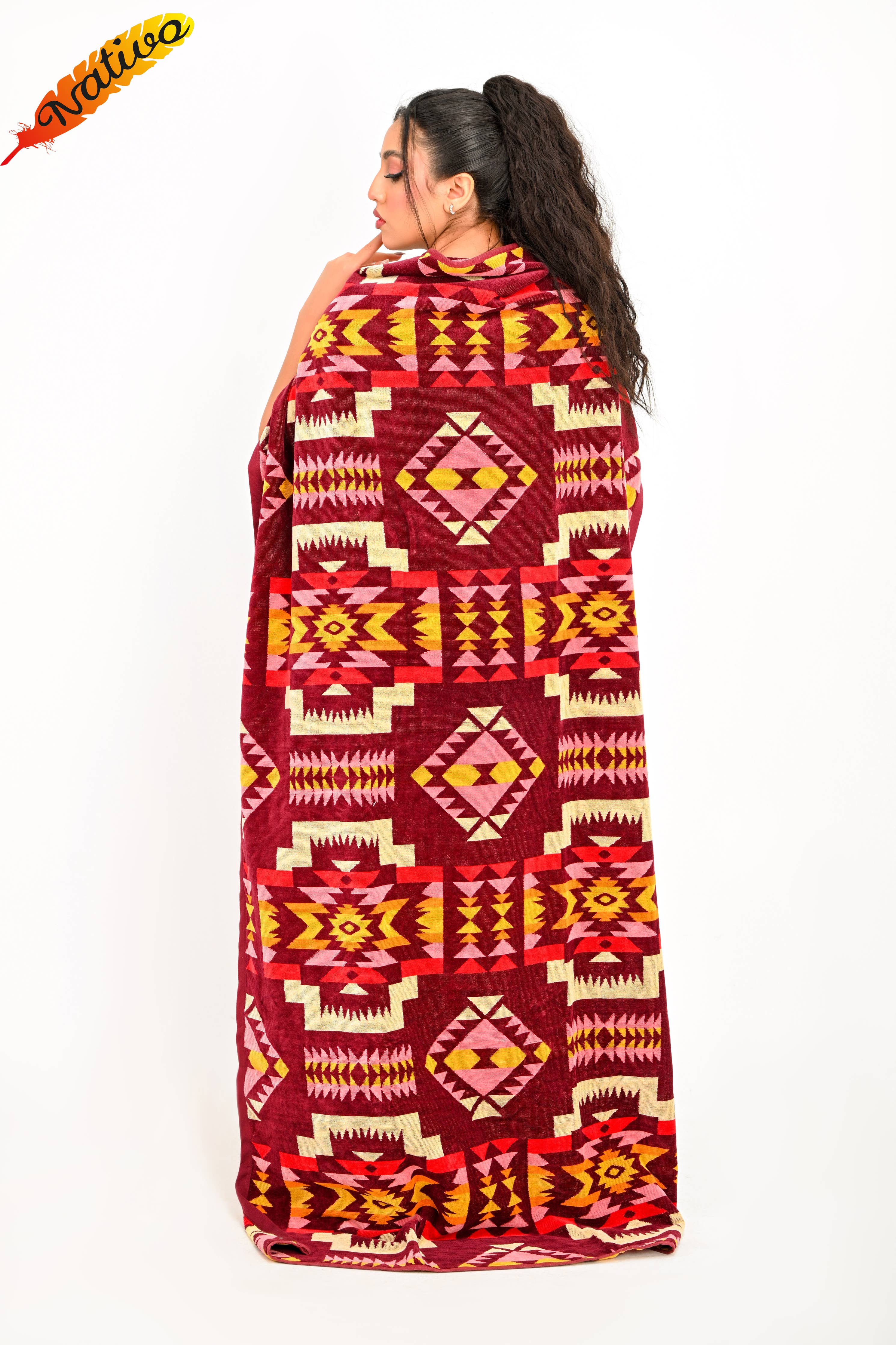 Santa Fe Burgundy Beach Towel