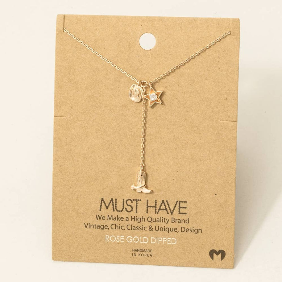 Cowboy Boots Y Necklace