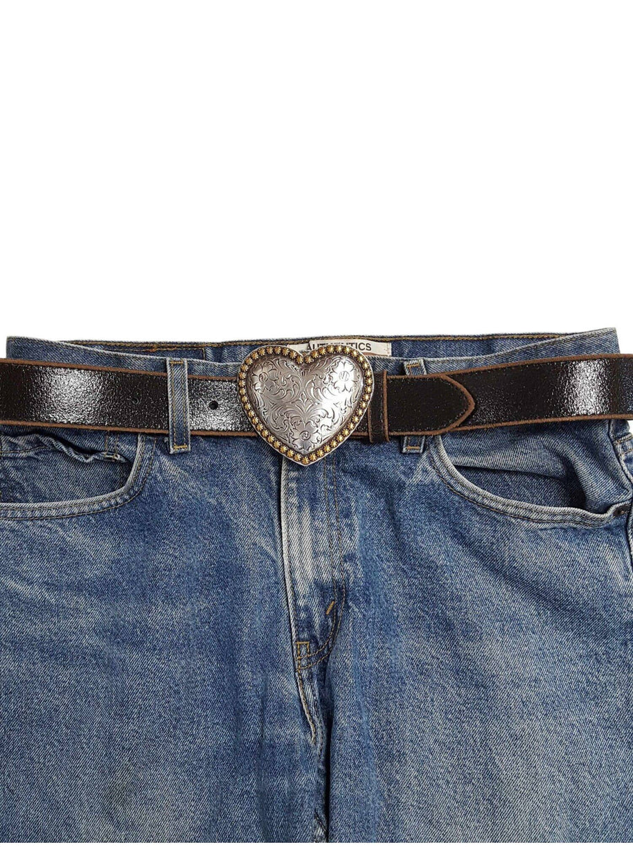 Heart Buckle Vintage Leather Belt