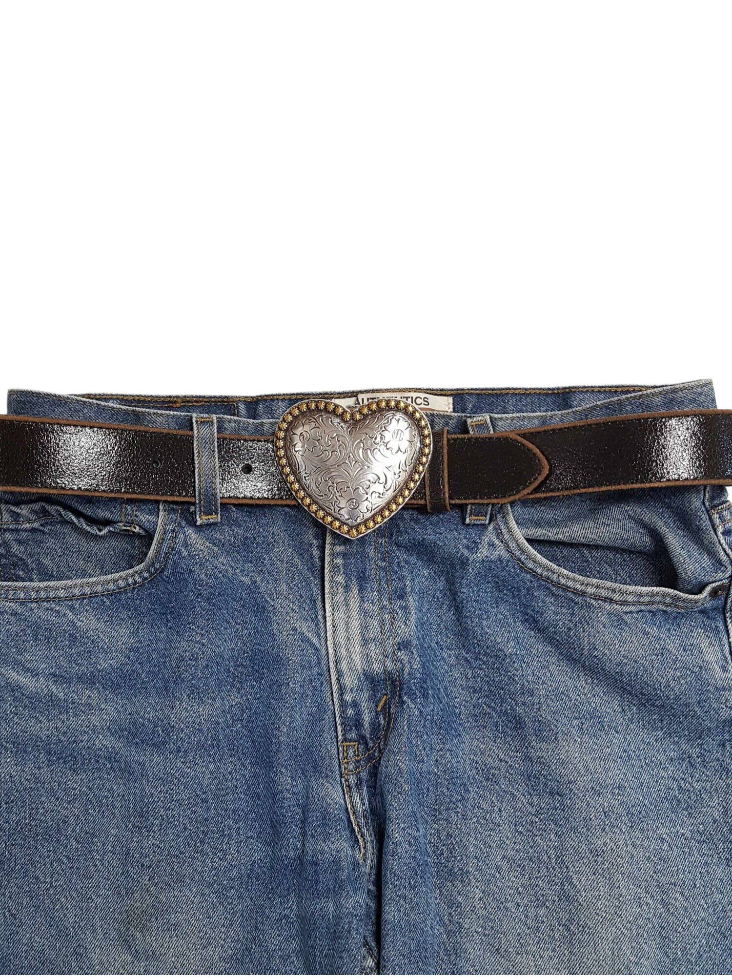 Heart Buckle Vintage Leather Belt