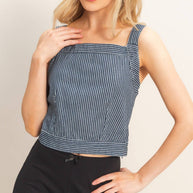 Denim Tank Top With Back Tie