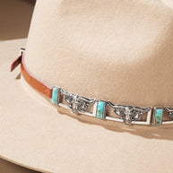 Semi Stone & Metal Steer Head Hat Band