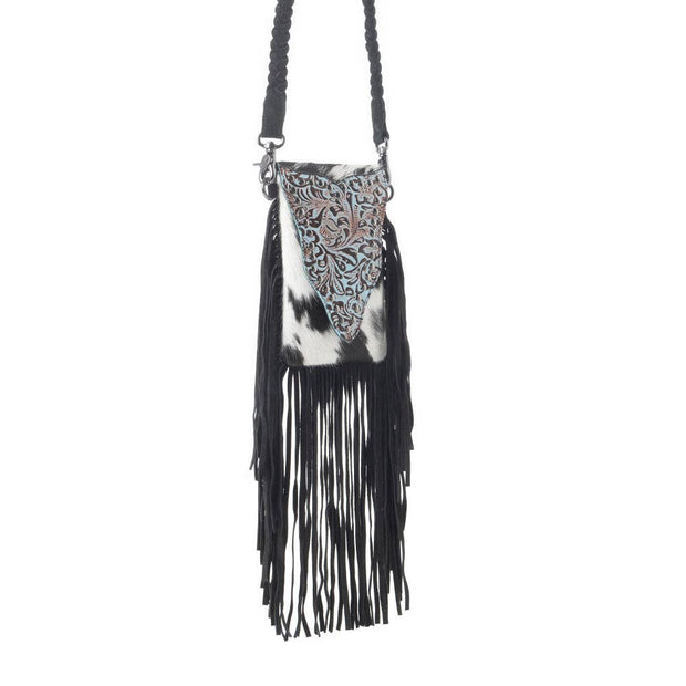 Dakota Drift Hair-on-Hide Purse,Ebony & White