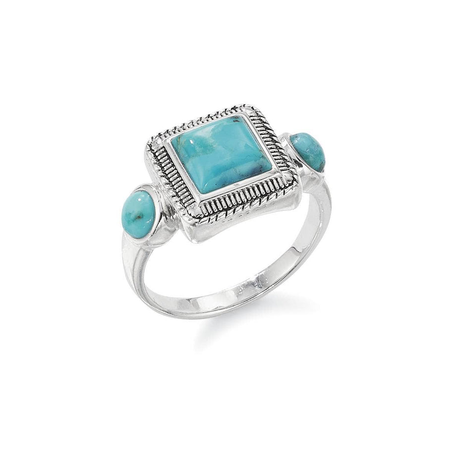 Sterling Silver Turquoise Square Ring