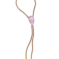 Gemstone Bolo Tie - Pink Opal (Gold)