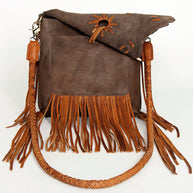 Natural Leather Crossbody with Bone Clasp