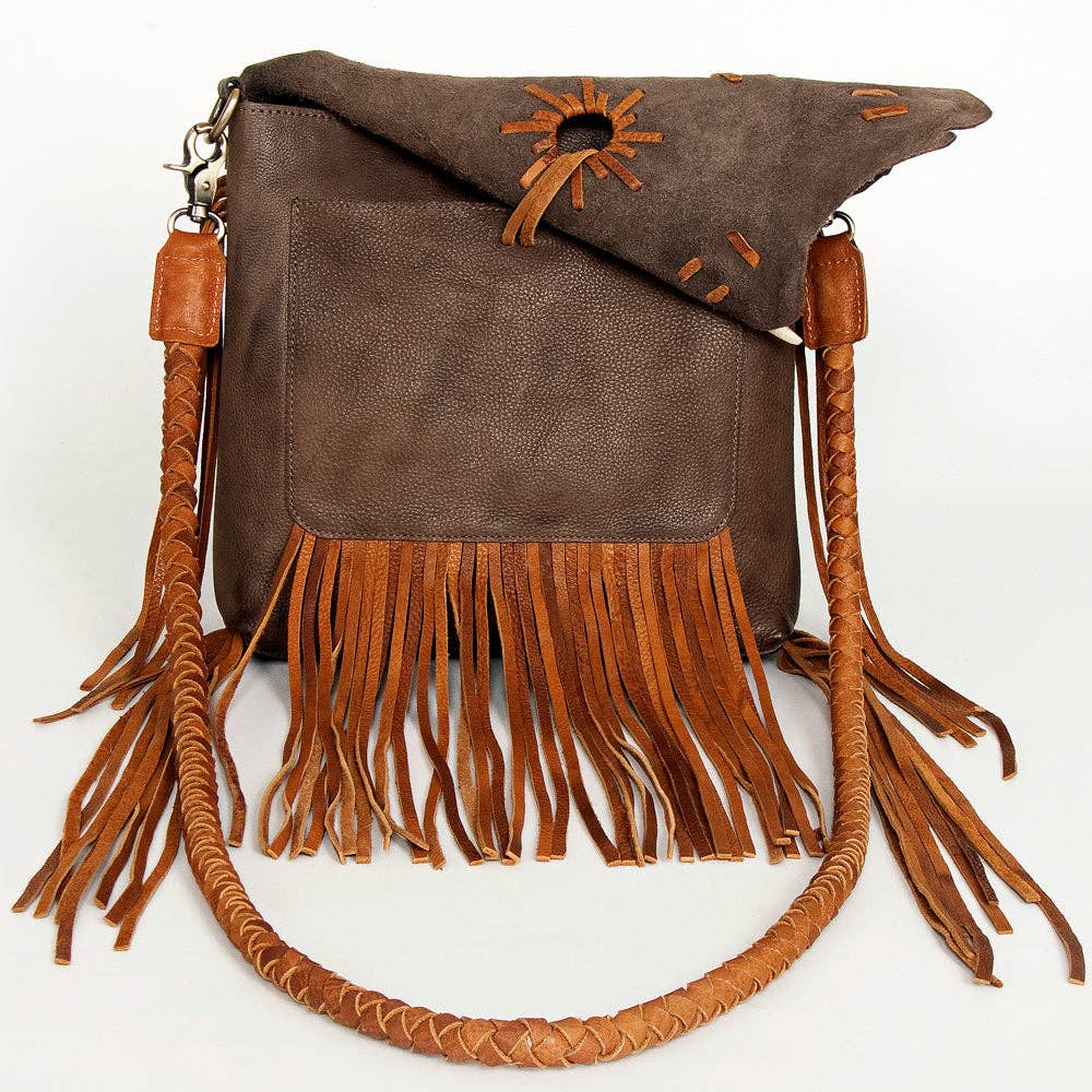 Natural Leather Crossbody with Bone Clasp