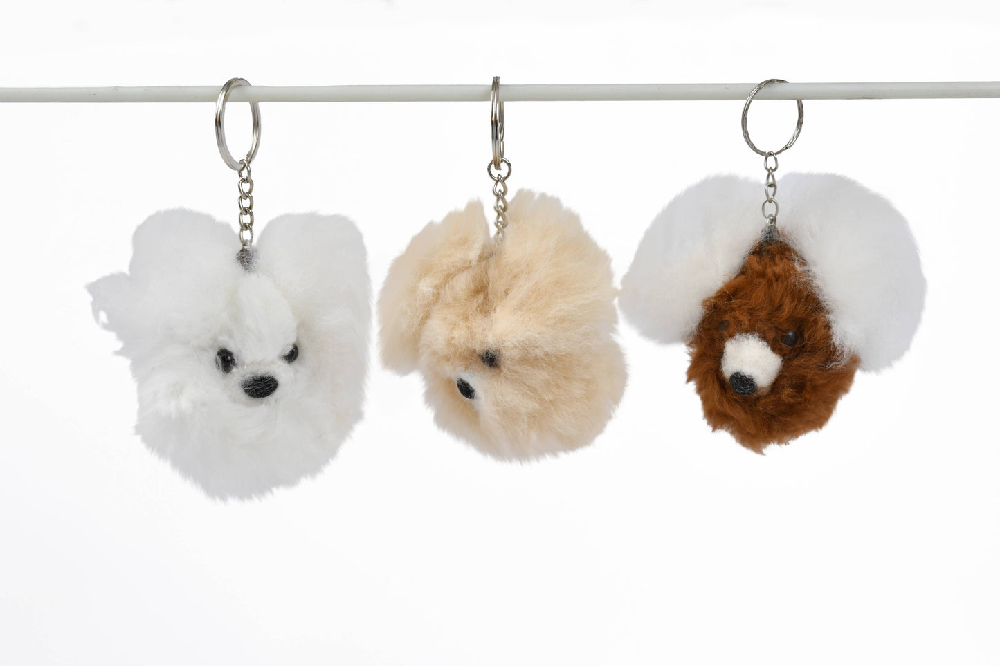 Teddy Bear Shaped 100% Baby Alpaca Keychain Mixed Colors 4"