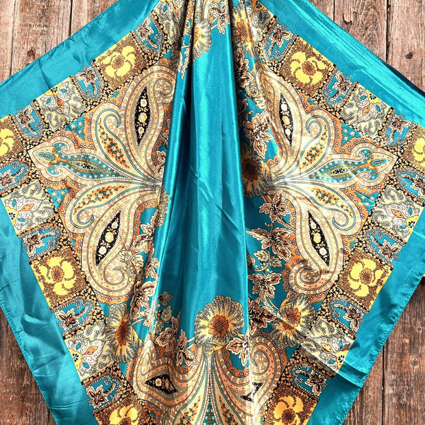 35X35"  Teal Tone Paisley Wild Rag WR1000
