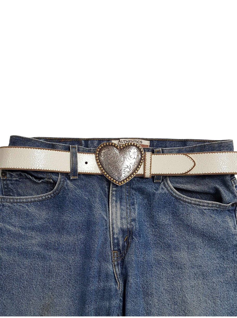Heart Buckle Vintage Leather Belt