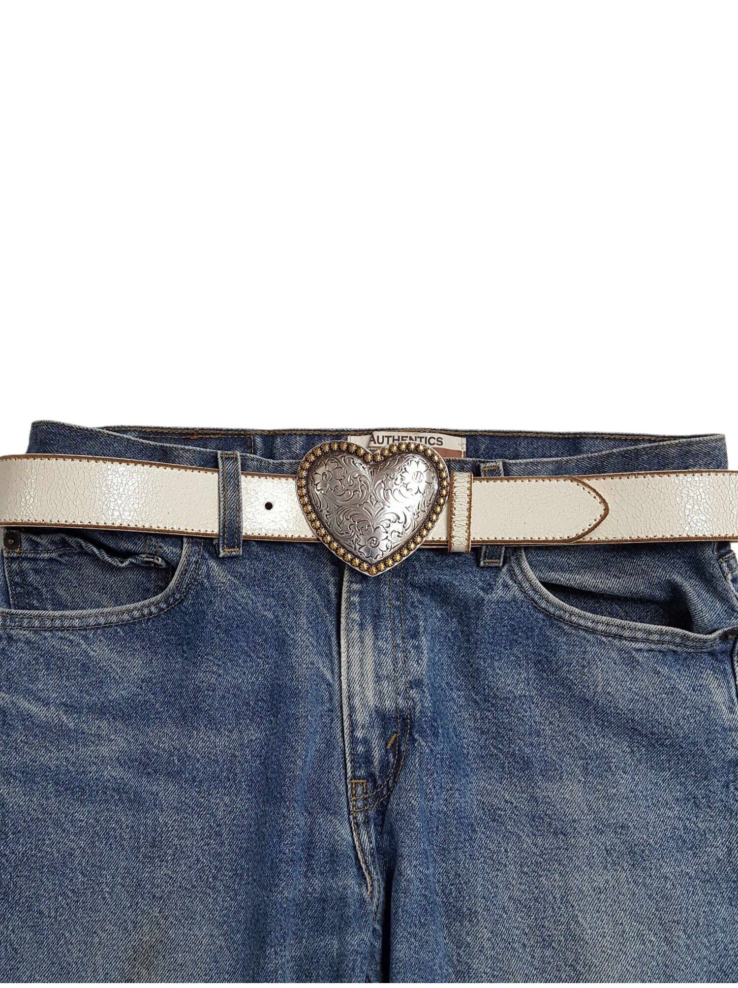 Heart Buckle Vintage Leather Belt