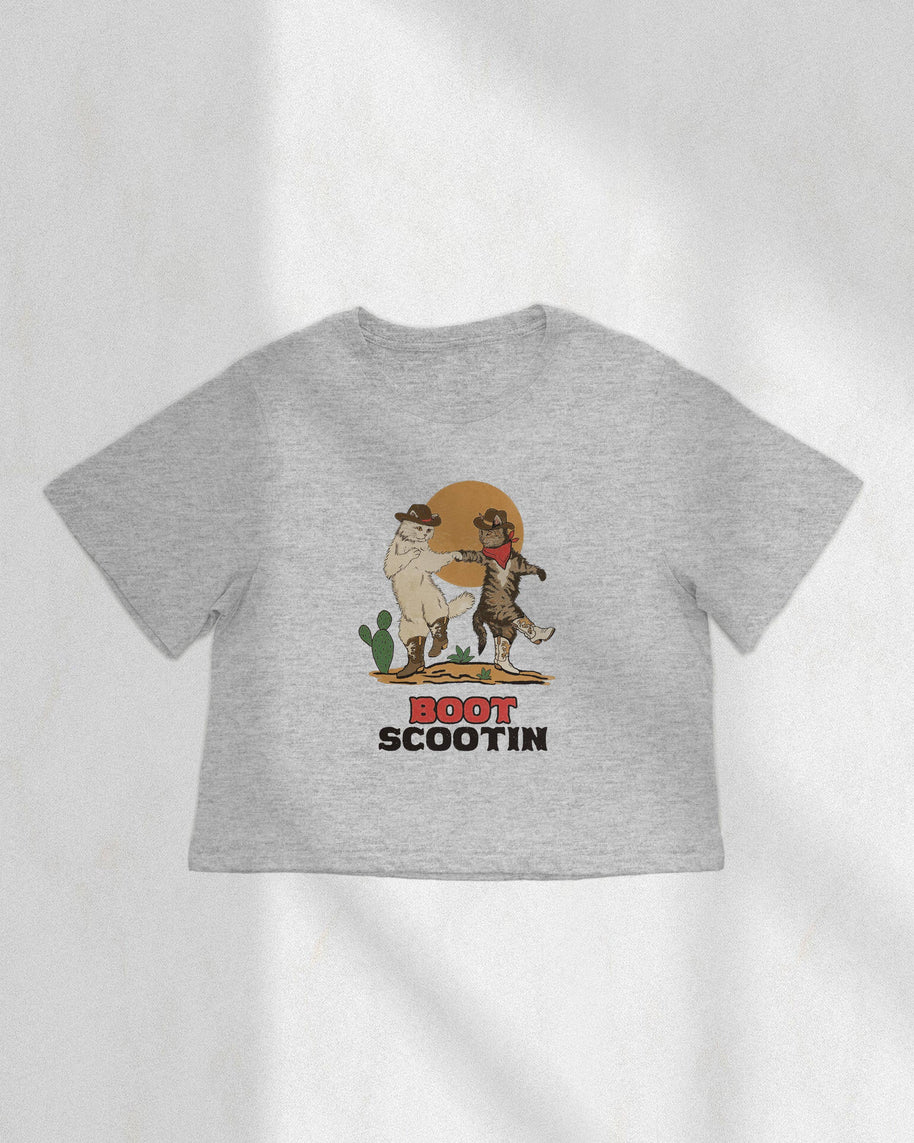 Boot Scootin Kitties Boxy Crop Top