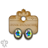 Oval rhinestone post earrings