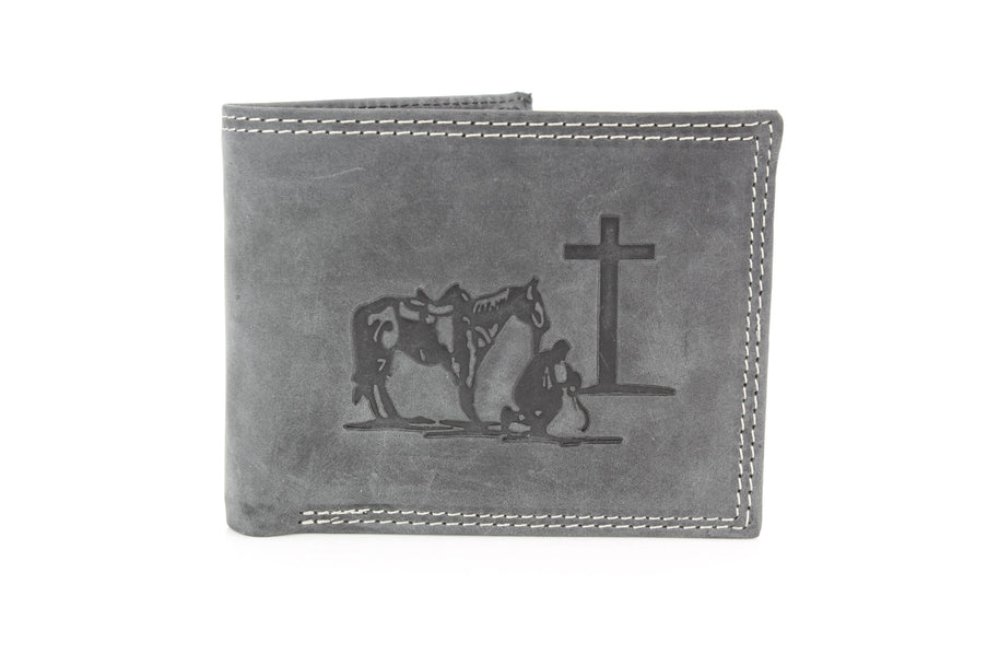 Men’s Bi-Fold Wallet with Praying Cowboy Emboss